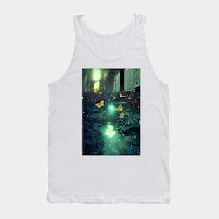 Crystal Butterflies Lights Mountain Landscape Tank Top